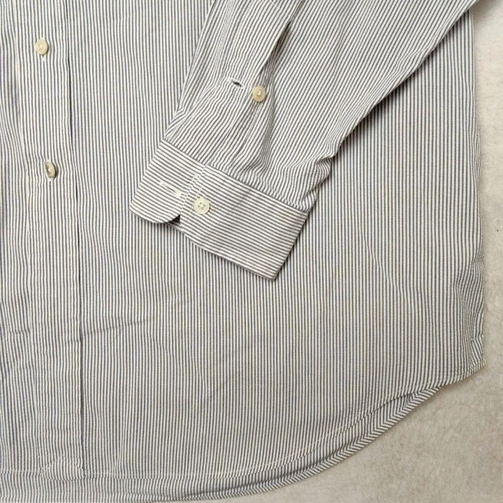 Ralph Lauren Shirt Mens‎ XL Blue Striped Button-Up Blake 100% Cotton Pony
